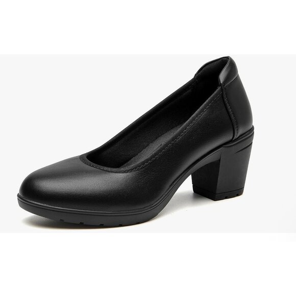Selene Pairs Women’s Low Block Heel Pumps Round Toe Slip On Dress Shoes - Picture 1 of 14